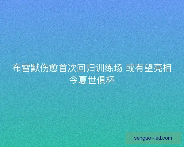 布雷默伤愈首次回归训练场 或有望亮相今夏世俱杯