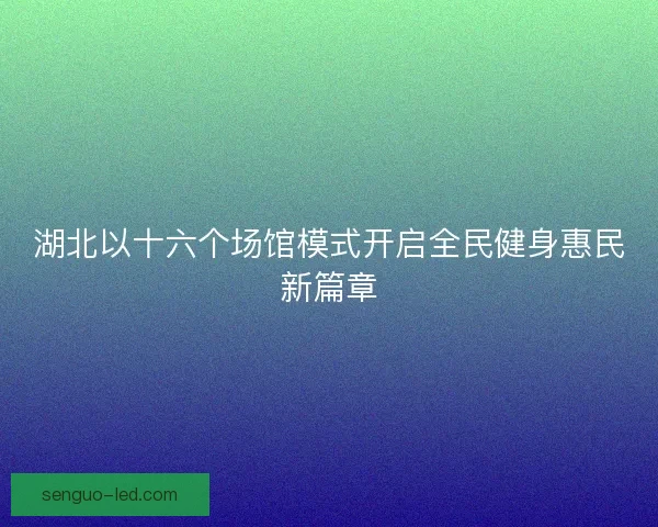 湖北以十六个场馆模式开启全民健身惠民新篇章