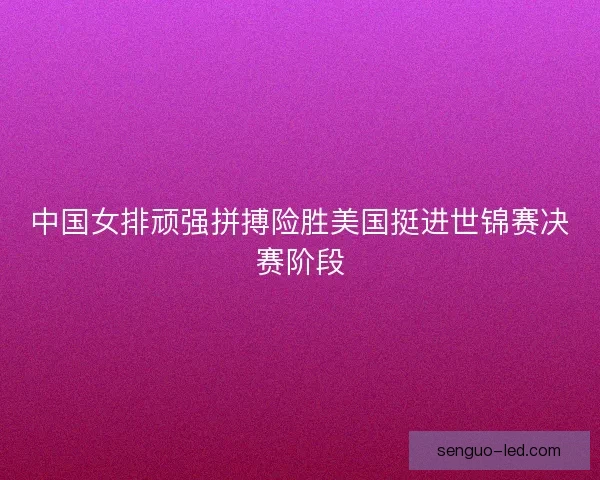中国女排顽强拼搏险胜美国挺进世锦赛决赛阶段