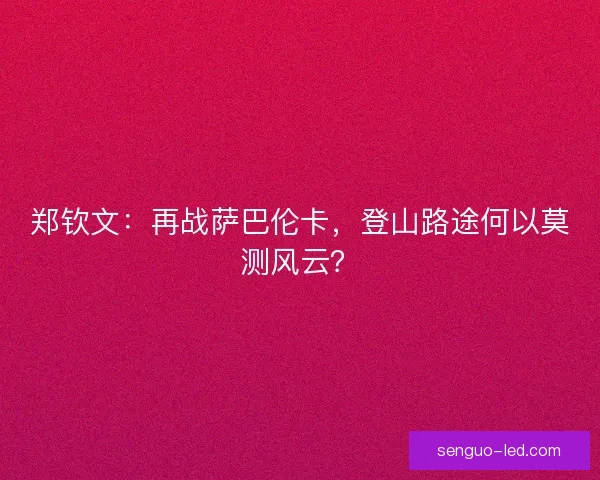 郑钦文：再战萨巴伦卡，登山路途何以莫测风云？